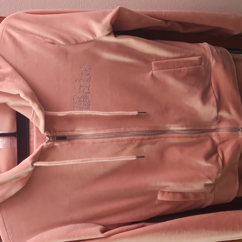 No Boundaries Pink BABE Velvet Sweatpants & Sweatshirt Set, Size Small (3-5)